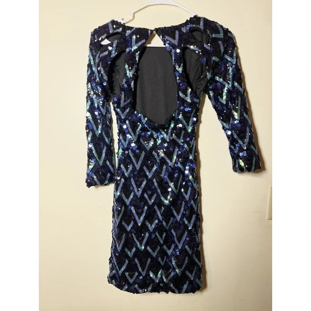 Y2K Vintage Charlotte Russe Sequin Mini Dress Open Back Party Mini Glam Clubwear